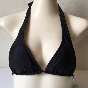 Luli Fama Halter Swim Bikini Top New Black XS